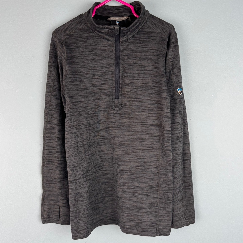Kuhl Alloy 1/4 Zip Mid Layer Pullover Kids Boys S 7-8 Gray Long Sleeve Top Shirt - Picture 2 of 4